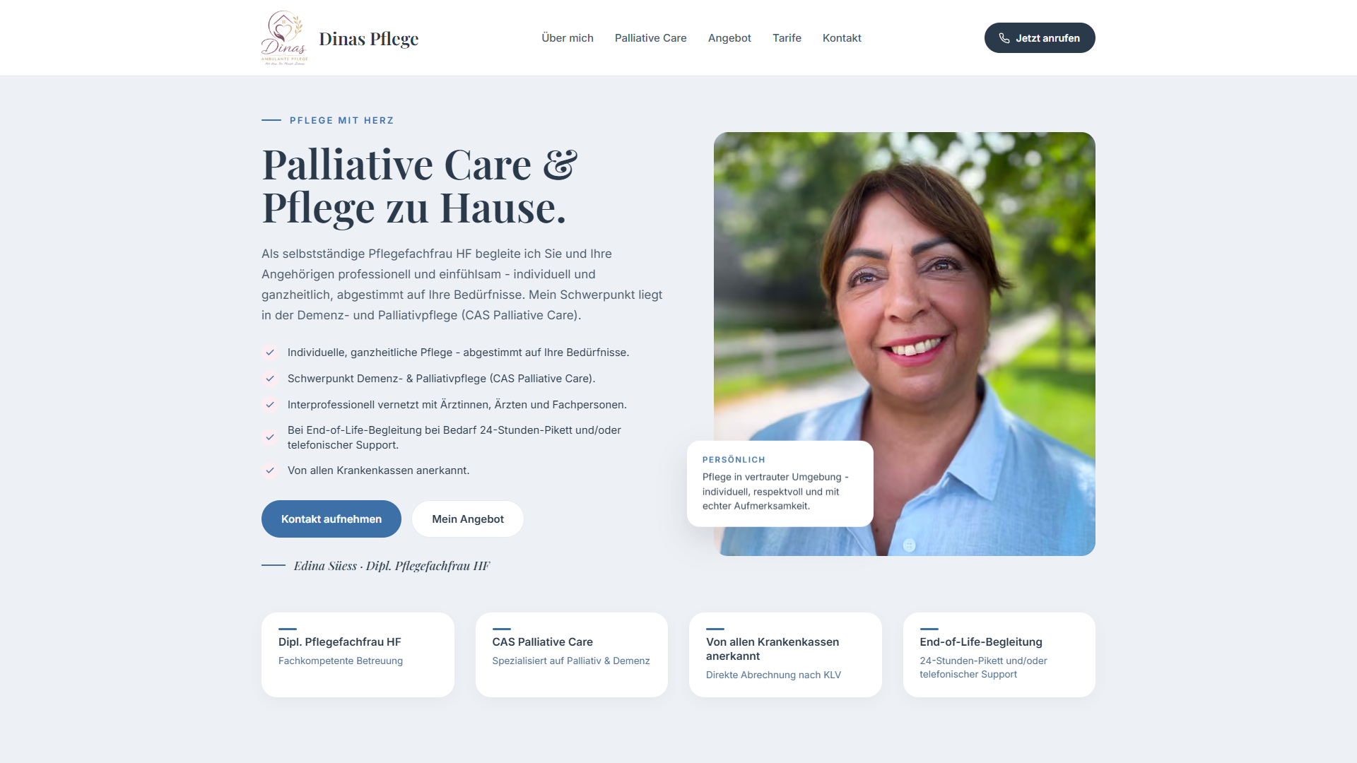 Dinas Pflege - Desktop-Ansicht