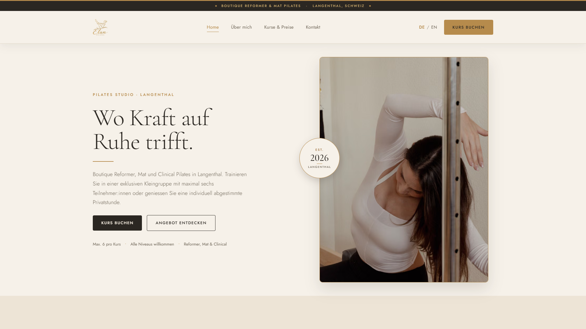 Élan Pilates - Desktop-Ansicht